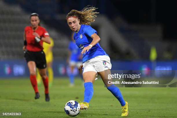 Benedetta Glionna of Italy Women in action during the FIFA Women's World Cup 2023 Qualifier group G match between Italy and Romania at Paolo Mazza...