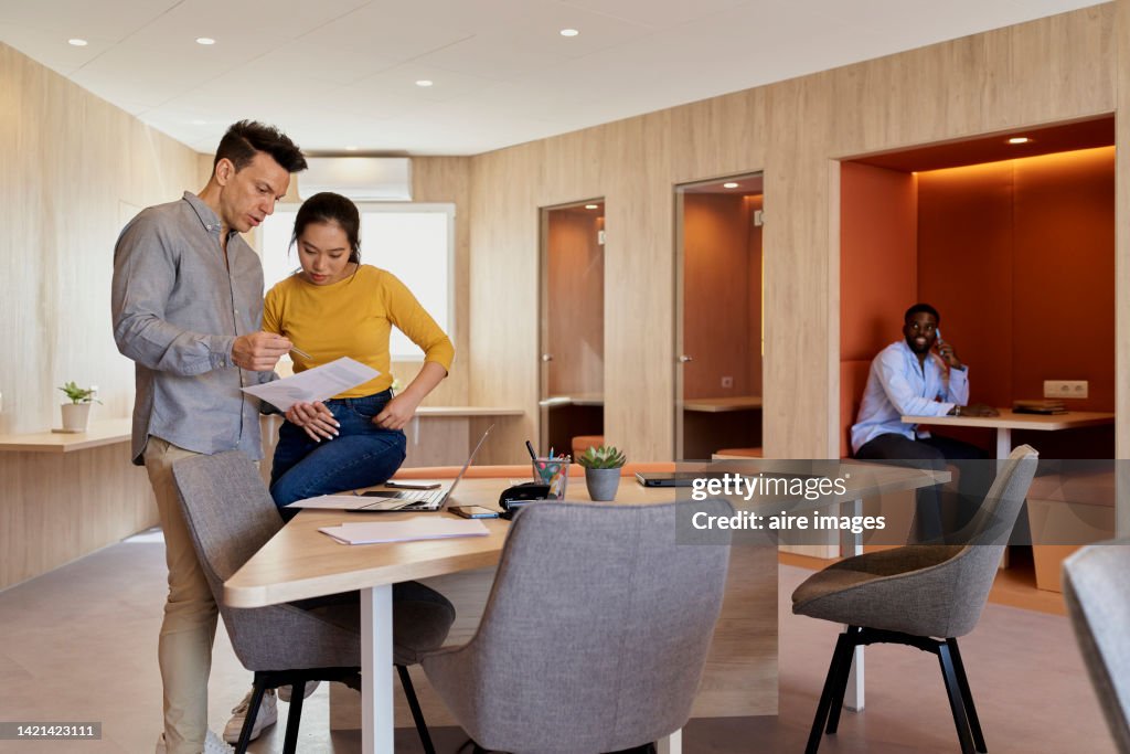 Different Races Meeting Business Meeting At The Office With Three People Coworkers Of Different ...