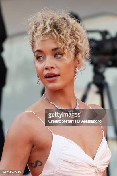Jasmine Sanders attends the "Il Signore Delle Formiche" red carpet at the 79th Venice International Film Festival on September 06, 2022 in Venice,...