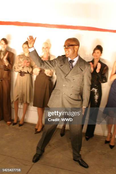 Designer Norman Norell walks down the runway at the Fall 2004 Norman Norell show in New York.