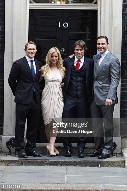 Josh Lewsey, Helen Skelton, John Bishop and David Walliams attend a tea reception to congratulate Sport Relief 2012 celebrity challengers at No. 10...