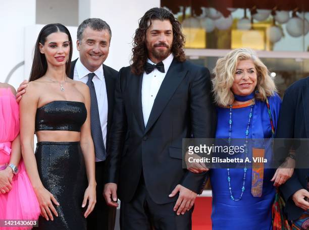 Francesca Chillemi, producer Luca Bernabei, Can Yaman and producer Matilde Bernabei attend the "Il Signore Delle Formiche" red carpet at the 79th...