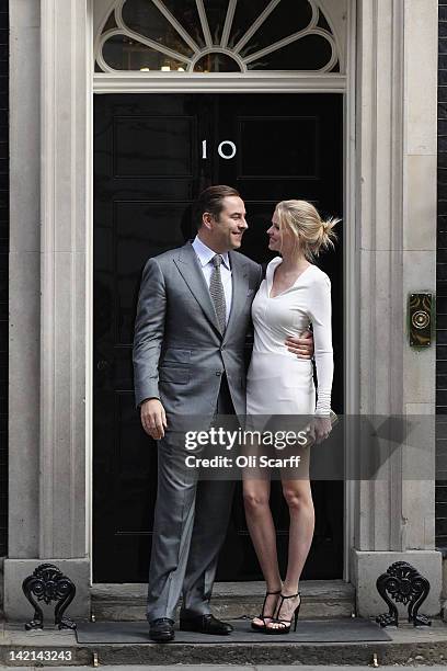 Comedian David Walliams and his wife supermodel Lara Stone arrive at Number 10 Downing Street on March 30, 2012 in London, England. Mr Walliams and...