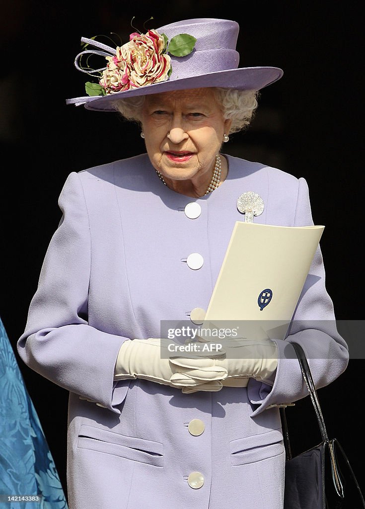 Britain's Queen Elizabeth II leaves a th