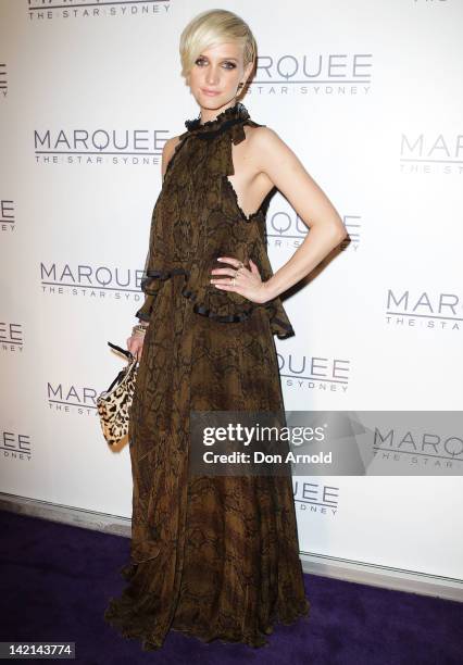 Ashlee Simpson poses on the red carpet during the opening of Marquee Nightclub at The Star on March 30, 2012 in Sydney, Australia.