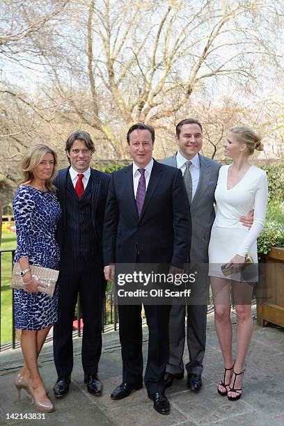 British Prime Minster David Cameron meets with comedian John Bishop and his wife Melanie Bishop and comedian David Walliams and his wife Lara Stone...