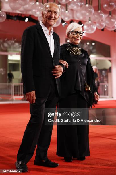 Giuseppe Tedeschi and Anna Fendi attend the "Dead For A Dollar" red carpet at the 79th Venice International Film Festival on September 06, 2022 in...