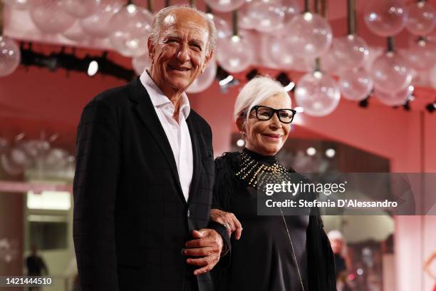 Giuseppe Tedeschi and Anna Fendi attend the "Dead For A Dollar" red carpet at the 79th Venice International Film Festival on September 06, 2022 in...