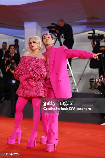 Veronica Lucchesi and Dario Mangiaracina of La Rappresentante di Lista attend the "Dead For A Dollar" red carpet at the 79th Venice International...