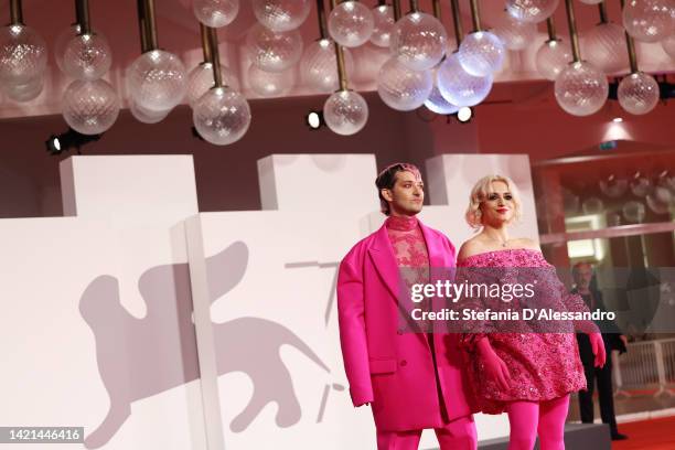 Veronica Lucchesi and Dario Mangiaracina of La Rappresentante di Lista attend the "Dead For A Dollar" red carpet at the 79th Venice International...