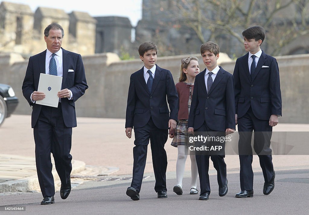 Britain's Viscount Linley (L) with his c