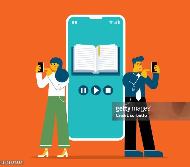 smartphone and stack of books - encyclopaedia stock illustrations