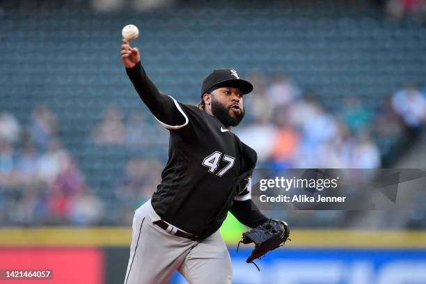 Johnny Cueto of the Chicago White Sox throws a pitch during the first inning against the Seattle Mariners at T-Mobile Park on September 06, 2022 in...