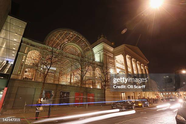 The Royal Opera House in Covent Garden, home to The Royal Opera and The Royal Ballet, is illuminated at night on March 29, 2012 in London, England.