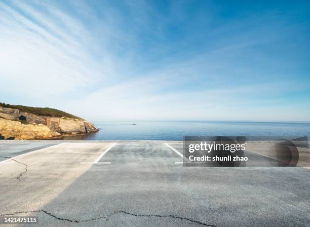 parking lot by the sea - observation point stock pictures, royalty-free photos & images