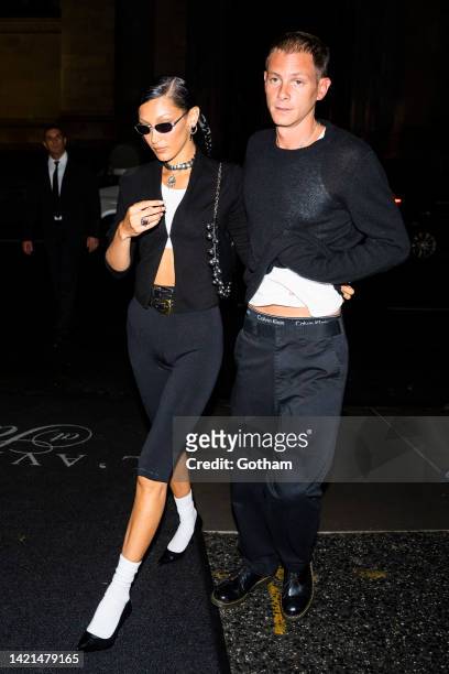 Bella Hadid and Marc Kalman attends Gigi Hadid's Guest in Residence launch dinner at Le Chalet at Saks Fifth Avenue in Midtown on September 06, 2022...