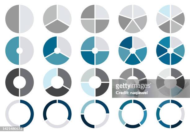 vektor-illustration kreisdiagramm-set, kreis-symbole für infografik, farben diagramm sammlung mit 2,3,4,5,6 abschnitte oder schritte, ui, webdesign geschäftspräsentation - puzzle 4 puzzle pieces stock-grafiken, -clipart, -cartoons und -symbole
