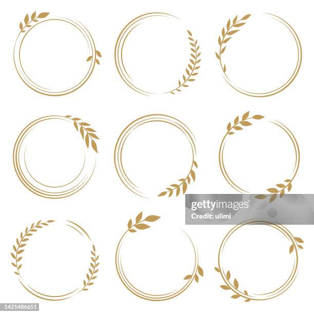 circle frames with leaves - bay leaf stock illustrations