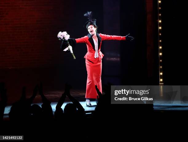 Lea Michele as "Fanny Brice" in "Funny Girl" on Broadway at The August Wilson Theatre on September 6, 2022 in New York City.