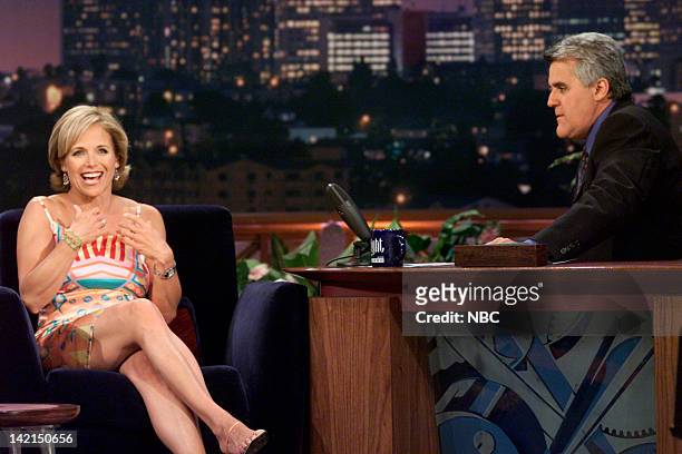Episode 1874 -- Pictured: News anchor Katie Couric during an interview with host Jay Leno on July 19, 2000 --