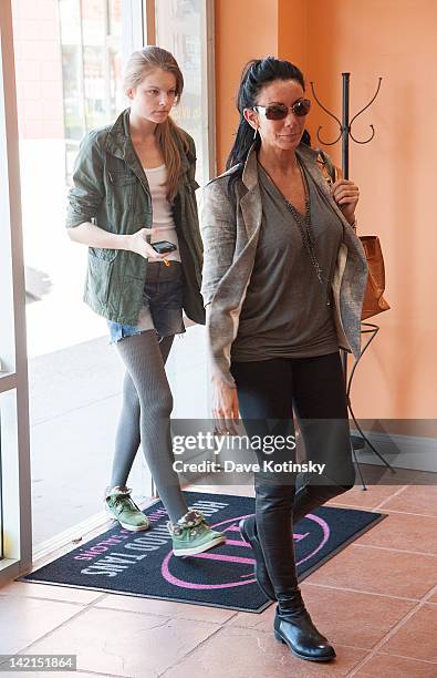 Danielle Staub and daughter Christine Staub visit Hollywood Tans at Edgewater Commons on March 30, 2012 in Edgewater, New Jersey.