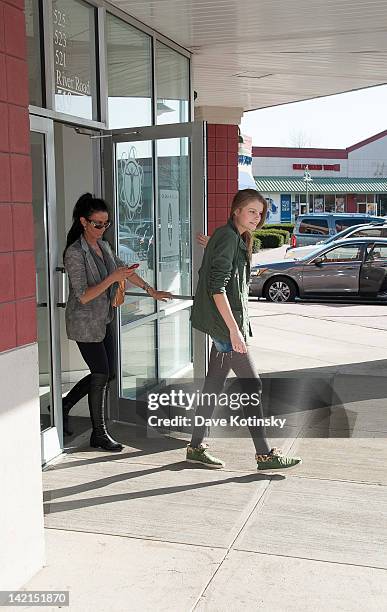 Danielle Staub and daughter Christine Staub visit Fitness Factory at Edgewater Commons on March 30, 2012 in Edgewater, New Jersey.