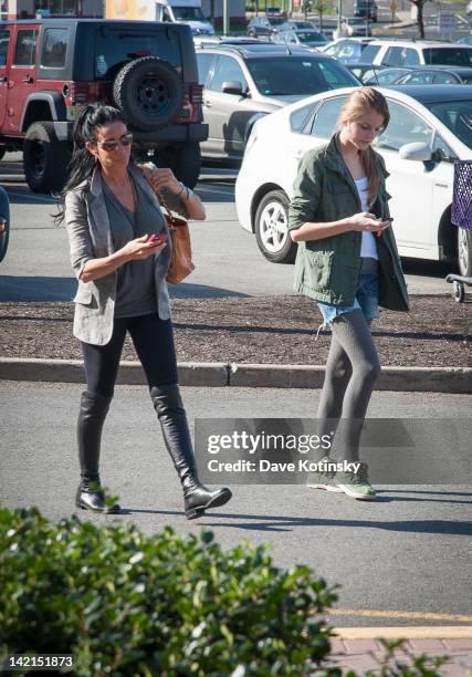 Danielle Staub and daughter Christine Staub visit Hollywood Tans at Edgewater Commons on March 30, 2012 in Edgewater, New Jersey.