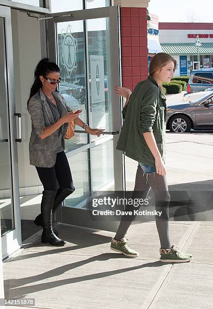 Danielle Staub and daughter Christine Staub visit Fitness Factory at Edgewater Commons on March 30, 2012 in Edgewater, New Jersey.