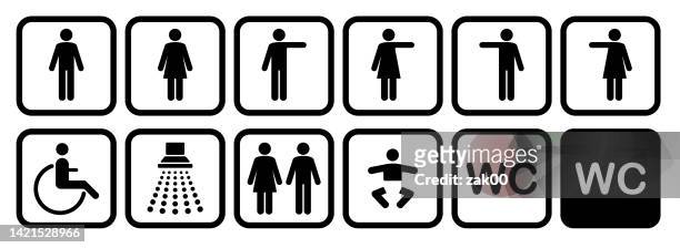 restroom signs and toilet icons - domestic bathroom stock illustrations