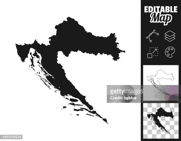 ilustraciones, imágenes clip art, dibujos animados e iconos de stock de mapas de croacia para el diseño. fácilmente editable - croatia