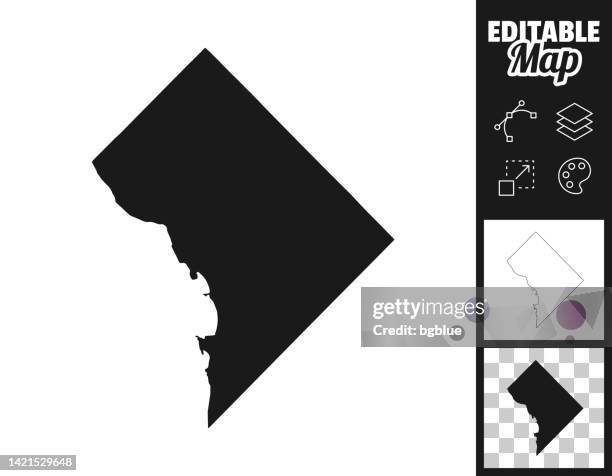 district of columbia maps for design. easily editable - district of columbia map stock illustrations