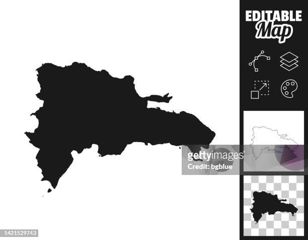 ilustraciones, imágenes clip art, dibujos animados e iconos de stock de mapas de república dominicana para el diseño. fácilmente editable - hispaniola