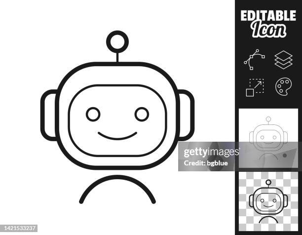 bot - robot face. icon for design. easily editable - cyborg stock illustrations