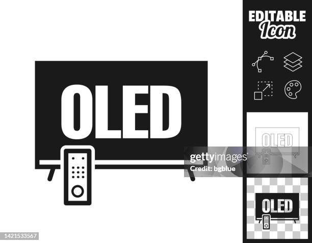 oled-fernseher. icon für design. leicht editierbar - oled stock-grafiken, -clipart, -cartoons und -symbole