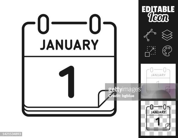 ilustraciones, imágenes clip art, dibujos animados e iconos de stock de 1 de enero. icono para el diseño. fácilmente editable - january