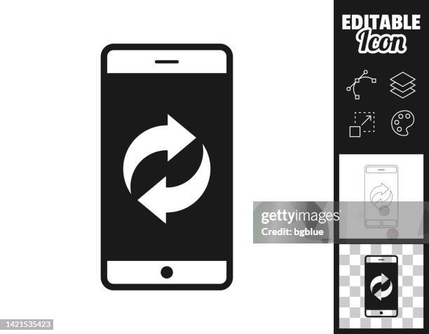recycle symbol on smartphone. icon for design. easily editable - curved arrow transparent background stock illustrations