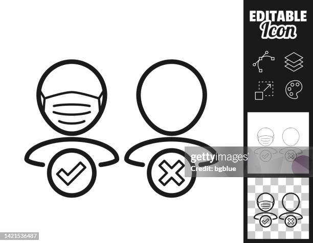 no entry without face mask. icon for design. easily editable - no mask stock illustrations