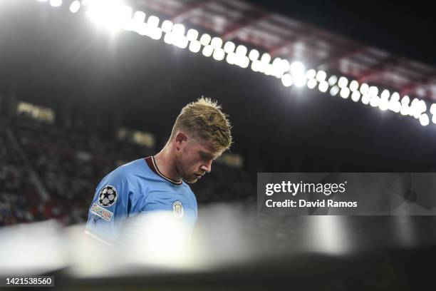 Kevin De Bruyne of Manchester City FC looks on during the UEFA Champions League group G match between Sevilla FC and Manchester City at Estadio Ramon...