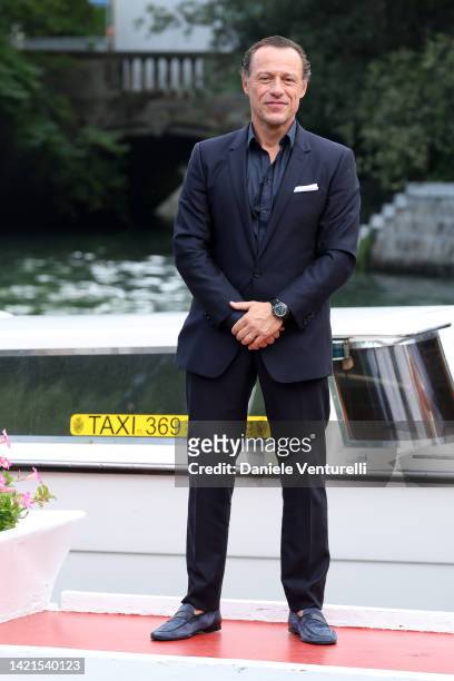 Stefano Accorsi arrives at the Hotel Excelsior during the 79th Venice International Film Festival on September 07, 2022 in Venice, Italy.