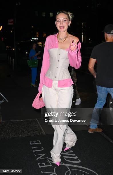 Gigi Hadid leaves L’Avenue at Saks on September 06, 2022 in New York City.