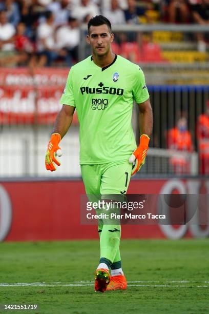 Goalkeeper of Atalanta BC Juan Musso in action during the Serie A match between AC Monza and Atalanta BC at Stadio Brianteo on September 05, 2022 in...