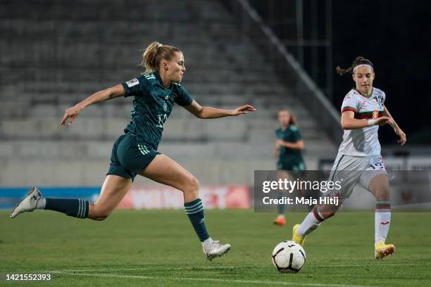 Laura Freigang of Germany runs after the ball during the FIFA Women's World Cup 2023 Qualifier group H match between Bulgaria and Germany at...