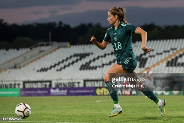 Tabea Wassmuth of Germany runs after the ball during the FIFA Women's World Cup 2023 Qualifier group H match between Bulgaria and Germany at...