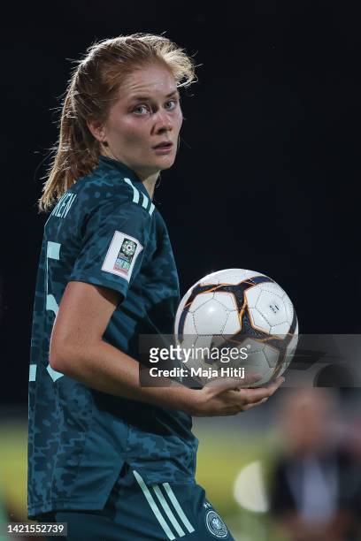 Sjoeke Nuesken of Germany looks on during the FIFA Women's World Cup 2023 Qualifier group H match between Bulgaria and Germany at Lokomotiv on...