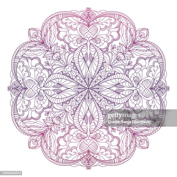 mandala linie illustration - mandalas india stock-grafiken, -clipart, -cartoons und -symbole