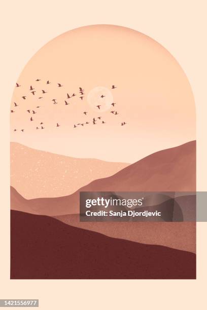 illustrations, cliparts, dessins animés et icônes de abstrait paysage du désert - couleur chair