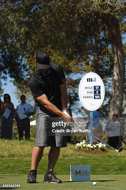 Green Bay Packers Quarterback Aaron Rodgers competes at the 11th Annual Michael Jordan Celebrity Invitational hosted by Aria Resort & Casino at...