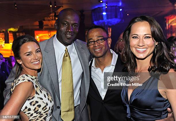 Model Yvette Prieto, Charlotte Bobcats owner Michael Jordan, sportscaster Stuart Scott and Sandi Williams attend the 11th annual Michael Jordan...