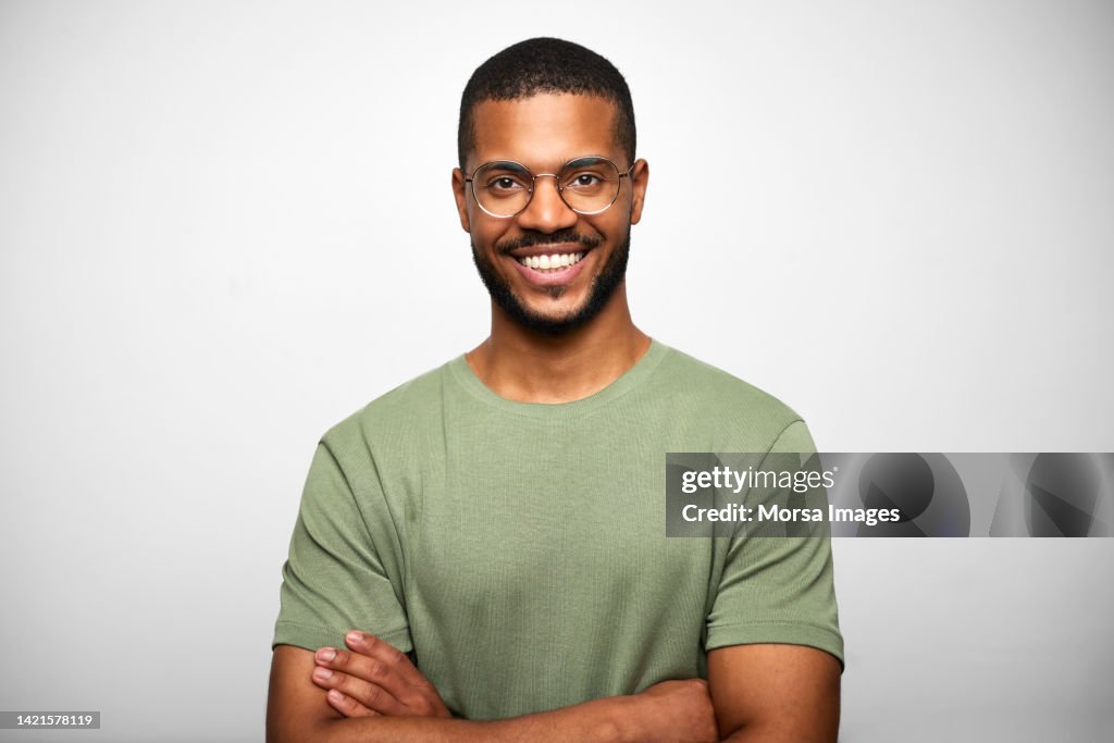 African American Bearded Businessman against White Background