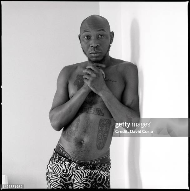 Nigerian singer and musician Seun Kuti, portrait in London, 3rd August 2022. He is the son of Fela Kuti.